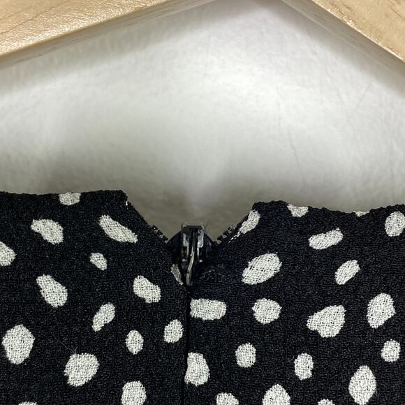 Tibi Black Cream Polka Dot Printed Long Sleeve Mini Dress Women's Size 4 - Picture 3 of 11